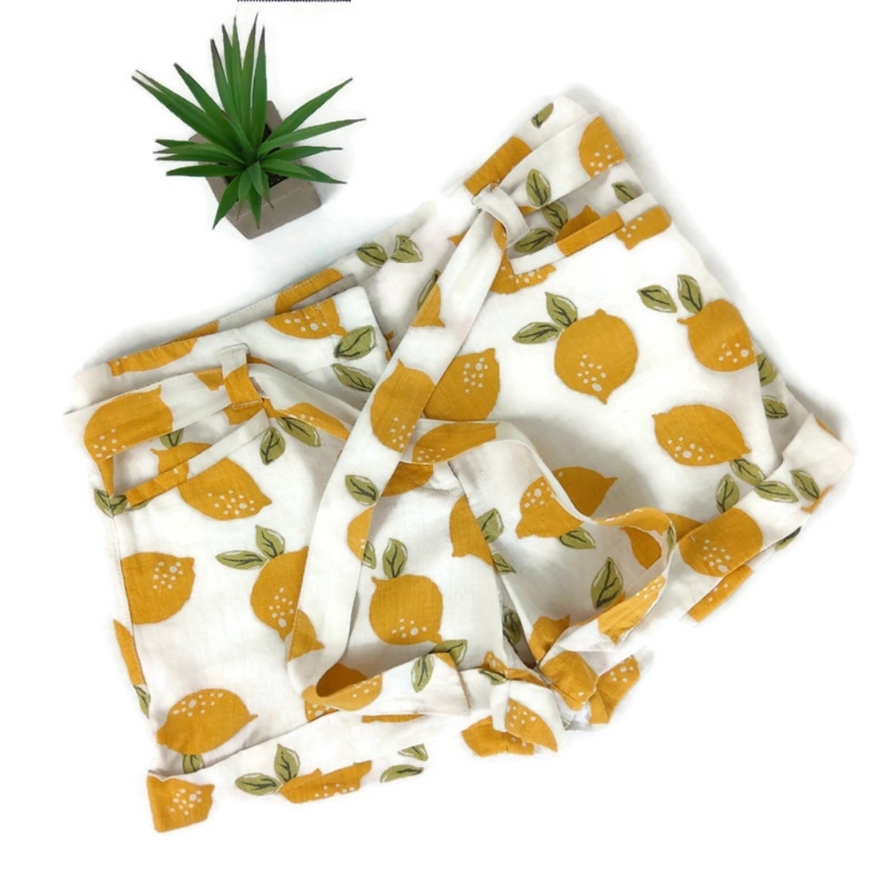 Loft The waist short Lemon Print Linen Blend Shorts